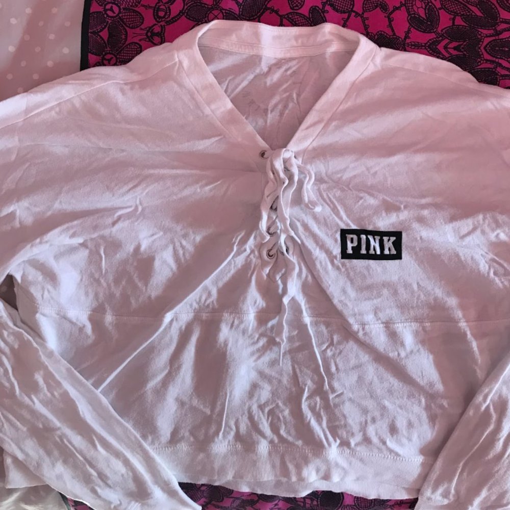 NWOT PINK Lace-up Sweater